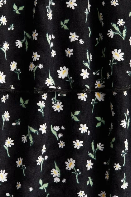 H&M Black/Floral Tiered foldover-waist skirt for Women | Best Price UAE